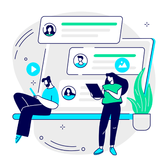 An illustration of efficient customer support agent, highlights Munzai Solutions' live chat support services, designed to facilitate better and more efficient communication with customers.