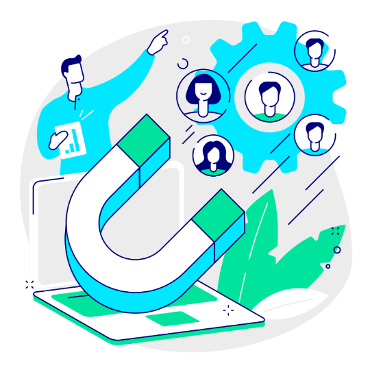 Icon illustrating effective lead generation strategies to drive business growth and increase customer acquisition