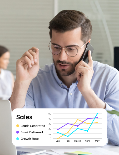 A salesperson at Munzai Solutions conducting a sales call, demonstrating effective communication and lead generation in action.